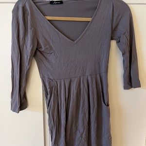 Soprano Womens Purple Gray Top Blouse S Small Short Sleeve Tunic Pockets